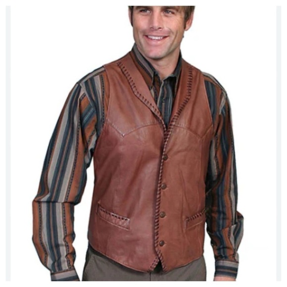 Scully Men's Trailrider Whipstitch Leather Vest size XXXL - Picture 1 of 10